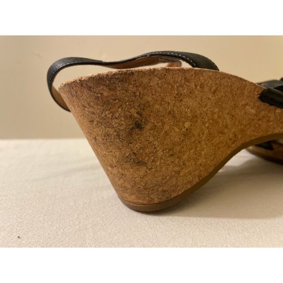 Clarks Artisan Alameda Womens Black Leather Cork Wedge Sandal‎ 11M Womens - Picture 5 of 8
